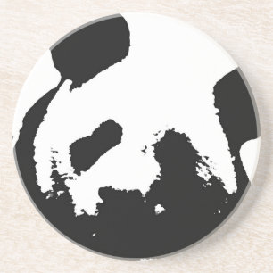 Dessous De Verre En Grès Panda d'art noir blanc