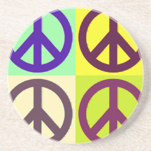Dessous De Verre En Grès Panneau de Paix Pop Art