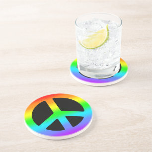 Dessous De Verre En Grès Panneau de paix Rainbow