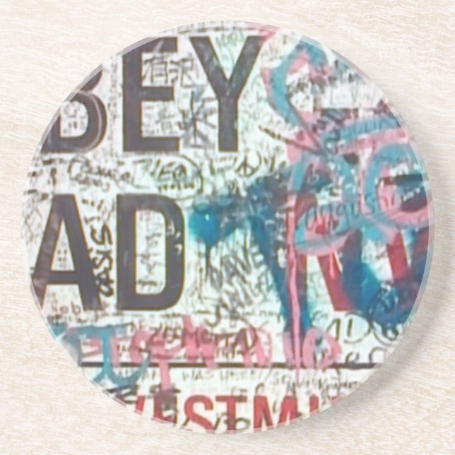 Dessous De Verre En Grès Panneau routier d'abbaye (Devant)