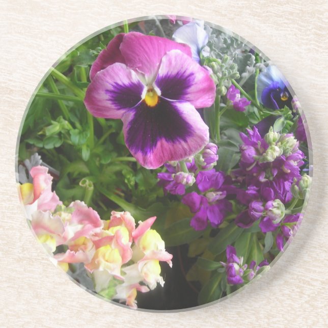 Dessous De Verre En Grès Pansy n'amis (Devant)