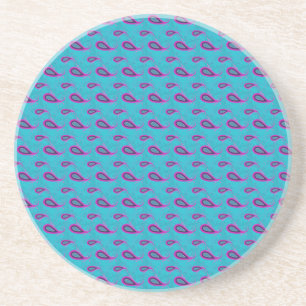 Dessous De Verre En Grès Paon et motif magenta de Paisley