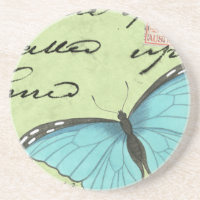 Papillon à ailes bleues sur carte postale Turquois