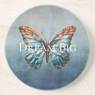 Dessous De Verre En Grès Papillon de texture gris bleu