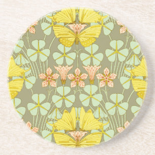Dessous De Verre En Grès Papillon Floral Art Nouveau