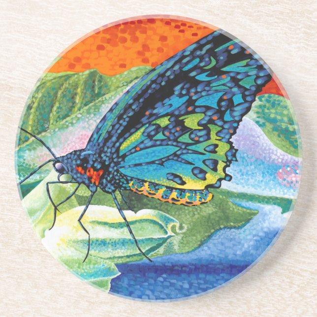 Dessous De Verre En Grès Papillon II (Devant)