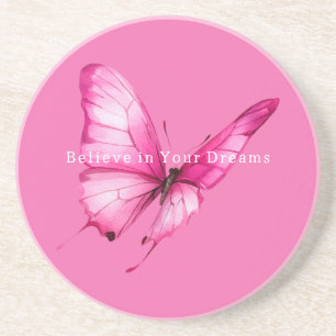 Dessous De Verre En Grès Papillon Rose Girly Chic