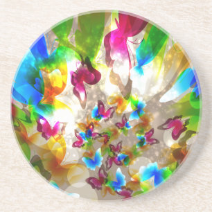 Dessous De Verre En Grès Papillons Abstraits