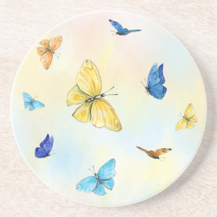 Dessous De Verre En Grès Papillons d'aquarelle