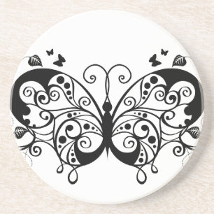 Dessous De Verre En Grès Papillons en dentelle noire 9