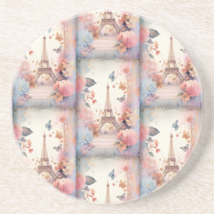 Dessous De Verre En Grès Papillons et fleurs de la Tour Eiffel