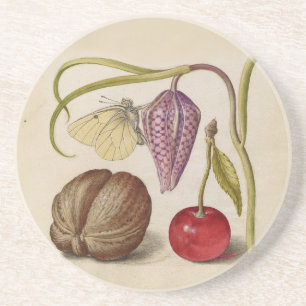 Dessous De Verre En Grès Papillons noix Fleur Cerisier Aquarelle Art