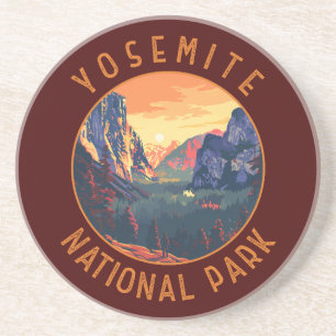 Dessous De Verre En Grès Parc national du Yosemite Sunset Retro perturbé