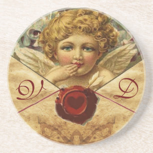 DESSOUS DE VERRE EN GRÈS PARCHEMENT DE SCELLULAIRE DE CIRE DU COEUR D'ANGE 