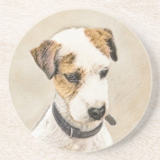 Dessous De Verre En Grès Parson Jack Russell Terrier Peinture - Chien Art (Devant)
