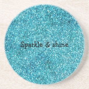 Dessous De Verre En Grès Parties scintillant Mermaid Aqua Glitz