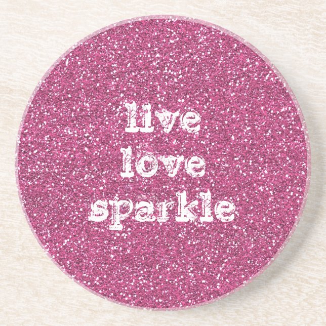 Dessous De Verre En Grès Parties scintillant rose avec Citation étincelante (Devant)