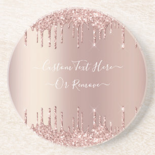 Dessous De Verre En Grès Parties scintillant rose Gold Blush Éclats Texte p