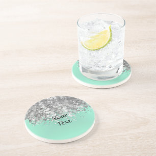 Dessous De Verre En Grès Parties scintillantes en bon état pâles de vert 