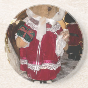 Dessous De Verre En Grès Patinage de Noël Collection d'ours en peluche.