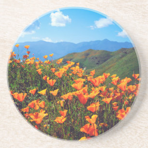 Dessous De Verre En Grès Pavots de Californie couvrant un flanc de colline