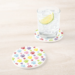 Dessous De Verre En Grès Paws colorés, Motif Paw, Paws de chien, Empreintes