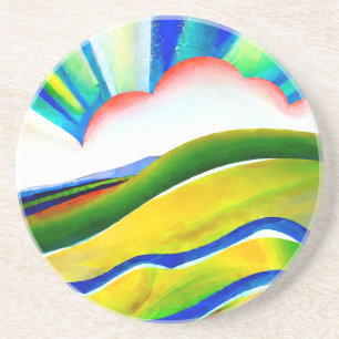Dessous De Verre En Grès Paysage de Sunburst Rainbow