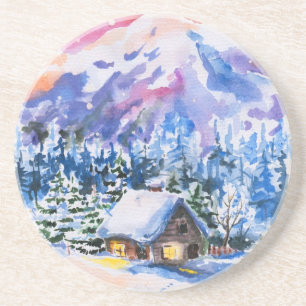 Dessous De Verre En Grès Paysage d'hiver
