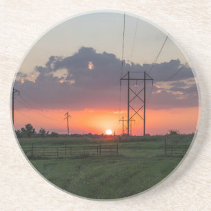 Dessous De Verre En Grès Paysage du coucher de soleil