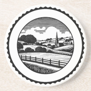 Dessous De Verre En Grès Paysage rural 05
