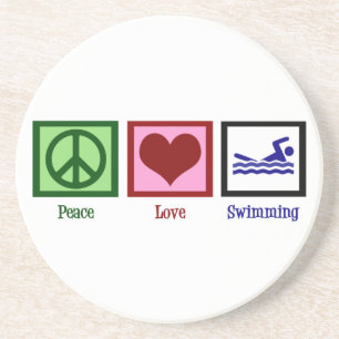 Dessous De Verre En Grès Peace Love Swimming