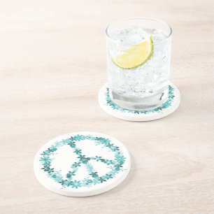 Dessous De Verre En Grès Peace symbol flower power