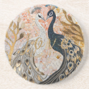 Dessous De Verre En Grès Peacocks Gold Parties scintillant Love Blush Rose