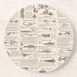 Dessous De Verre En Grès Pêche vintage leures : pêcheur d'antiquité des ann