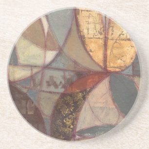 Dessous De Verre En Grès Peinture abstraite de feuille florale par le