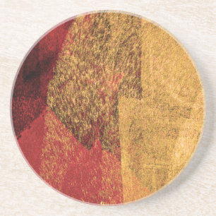 Dessous De Verre En Grès Peinture abstraite jaune rouge