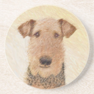 Dessous De Verre En Grès Peinture Airedale Terrier - Cute Original Art