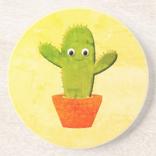 Dessous De Verre En Grès Peinture de cactus en caricature