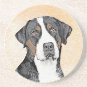 Dessous De Verre En Grès Peinture de Chien de Montagne - Art original