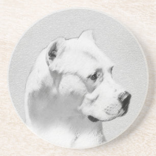 Dessous De Verre En Grès Peinture Dogo Argentino - L'art original du chien