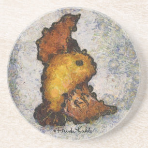 Dessous De Verre En Grès Peinture d'oiseau de Monet-Style de Frida Kahlo