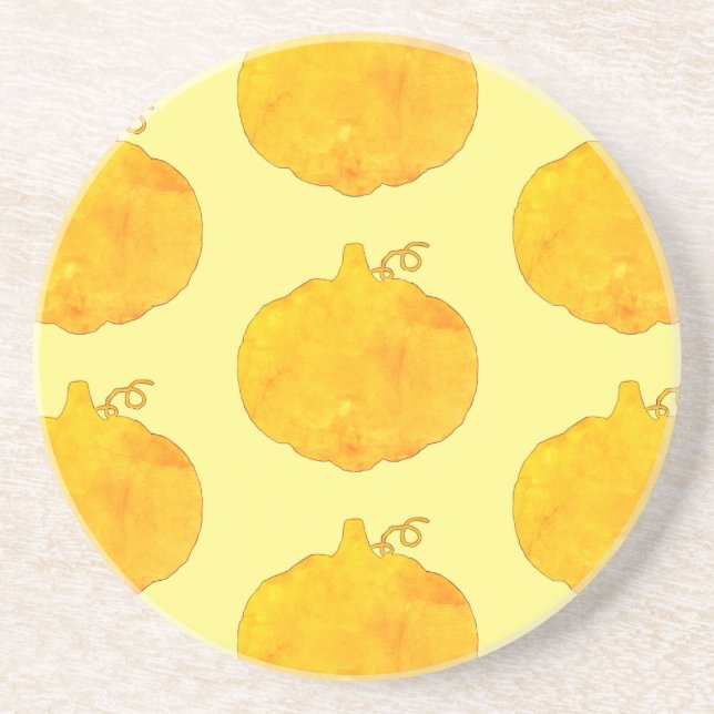 Dessous De Verre En Grès Peinture Motif citrouille aquarelle (Devant)