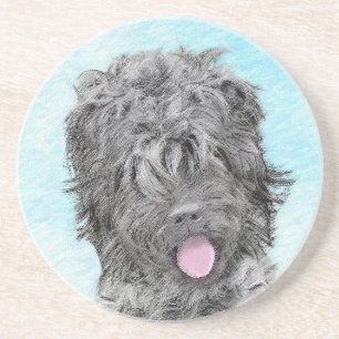 Dessous De Verre En Grès Peinture russe Terrier noir - Chien original migno