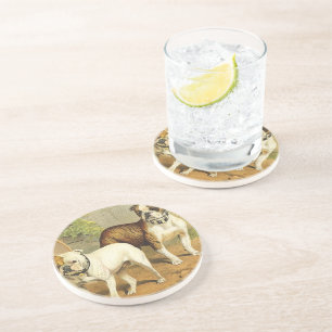 Dessous De Verre En Grès Peinture vintage des bouledogues anglais