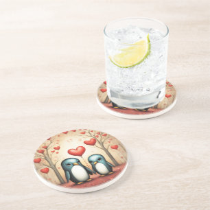 Dessous De Verre En Grès Penguin Love 3