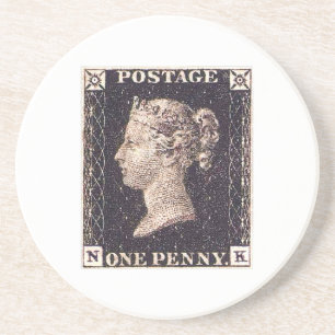 Dessous De Verre En Grès Penny Black Postage Timbre