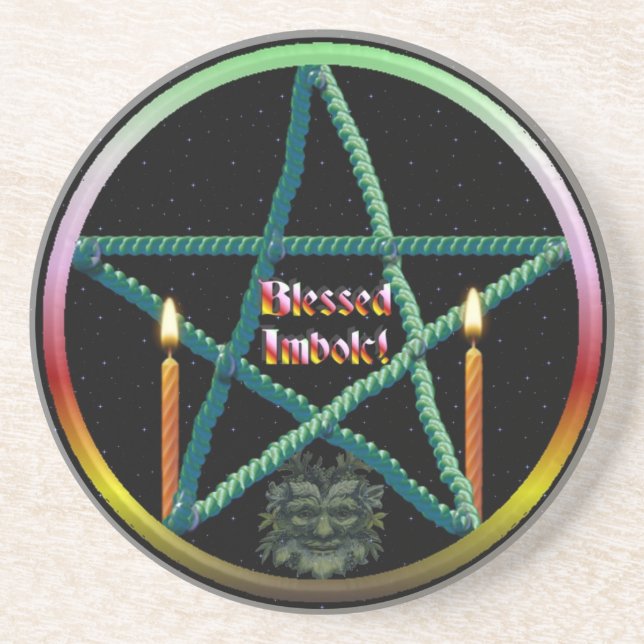 Dessous De Verre En Grès Pentacle Imbolc (Devant)