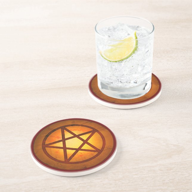 Dessous De Verre En Grès Pentacle Red Fire (Côté)
