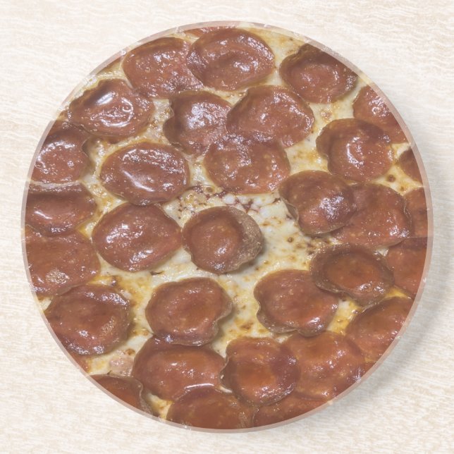 Dessous De Verre En Grès Pepperoni Pizza (Devant)