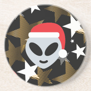 Dessous De Verre En Grès père Noël alien emoji